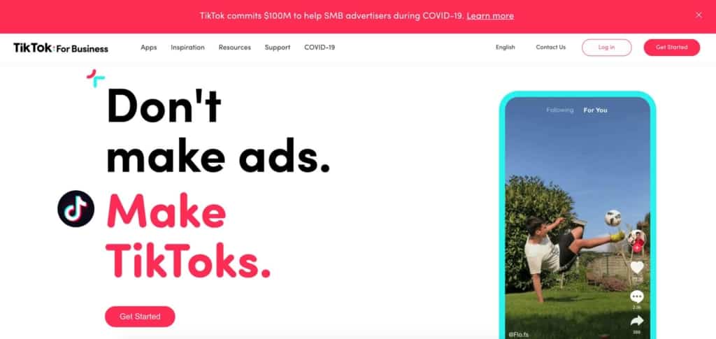 Tik Tok homepage website