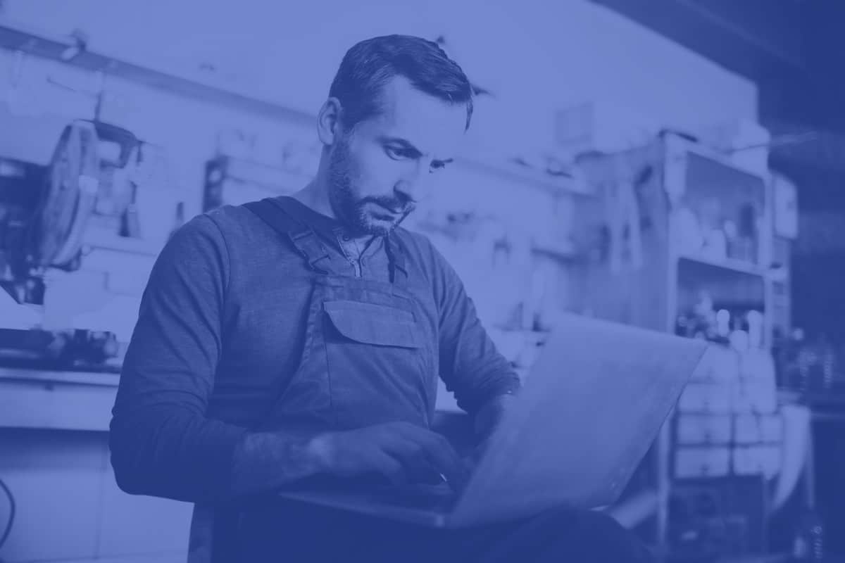 Business owner uses computer