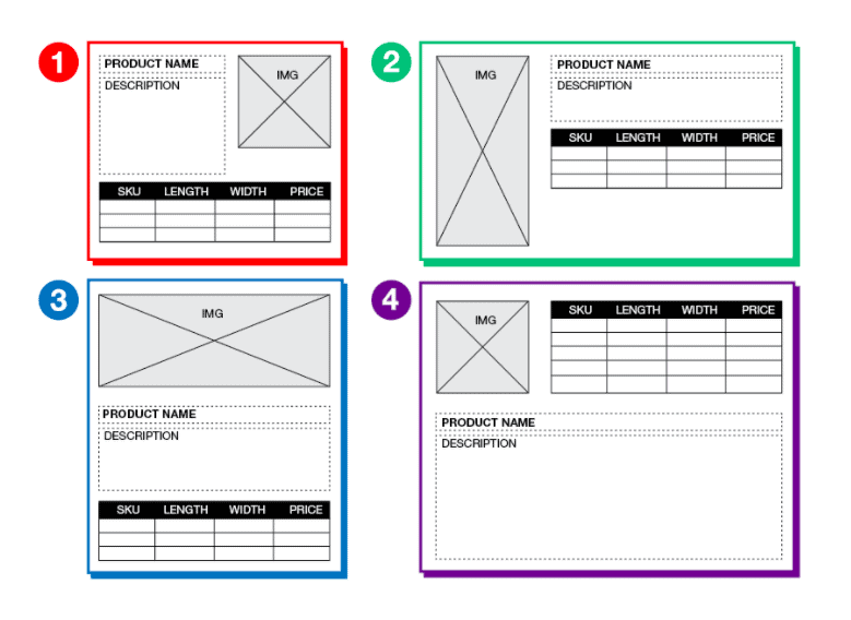 Variety of layouts for product catalogs.
